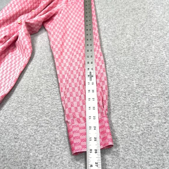 Robert Graham Shirt Mens 39 15.5 Med Pink Geometric Flip Cuff Collar Loud Bold - Picture 5 of 12